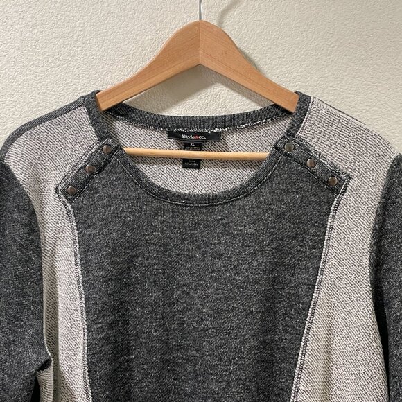 (NWT) STYLE & CO "Relaxed Chic", Textured Knit Top, French Terry, Gray - XL - Picture 2 of 10